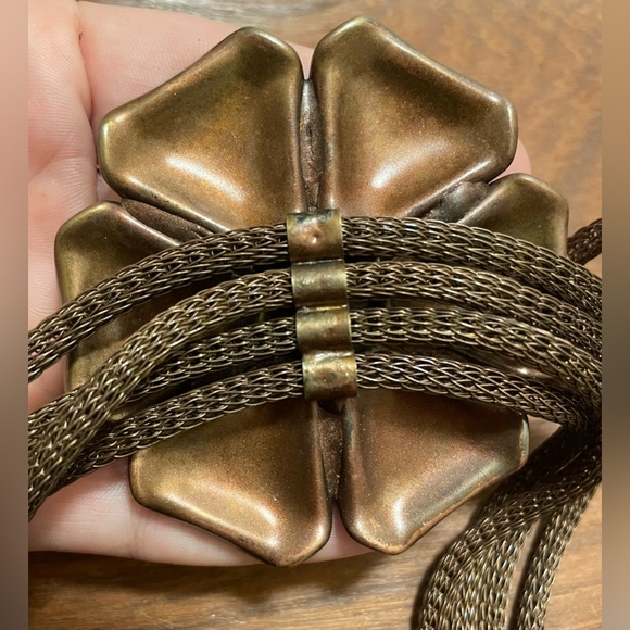 Sarah Cavender Metalworks brown metal rope tassel flower belt main image 2